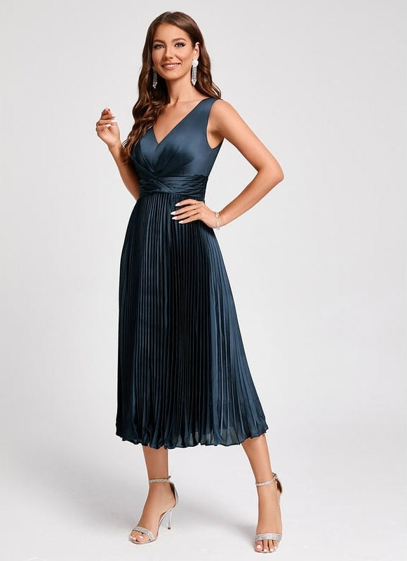 Robe Trapèze Plissée Satinée - gallery 4