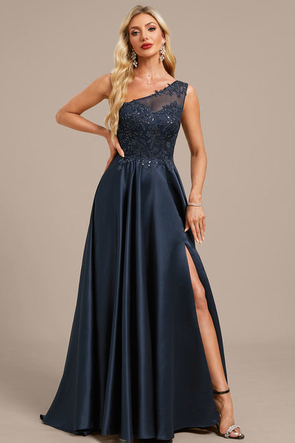 Robe Trapèze Satin Étoilé Noir - gallery 2