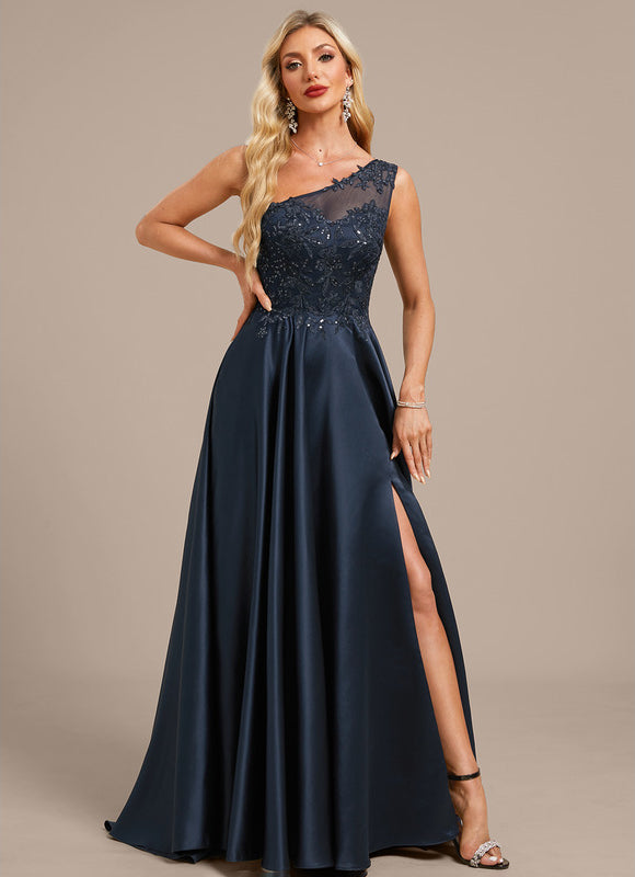 Robe Trapèze Satin Étoilé Noir - gallery 2