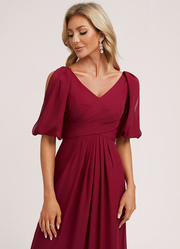 Robe Trapèze Longue Beige Élégante - gallery 5