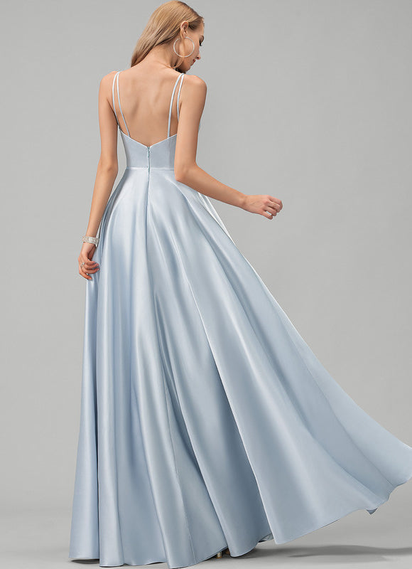 Robe Trapèze Éclat Satiné Doré - gallery 1