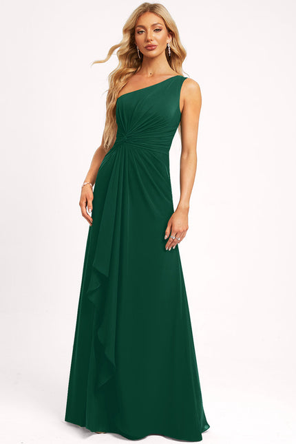 Robe Trapèze Verte Mousseline À Volants - gallery 3