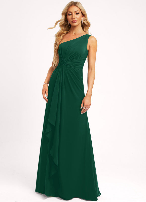 Robe Trapèze Verte Mousseline À Volants - gallery 3