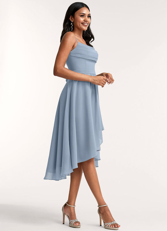 Robe Trapèze Mousseline Céleste - gallery 1