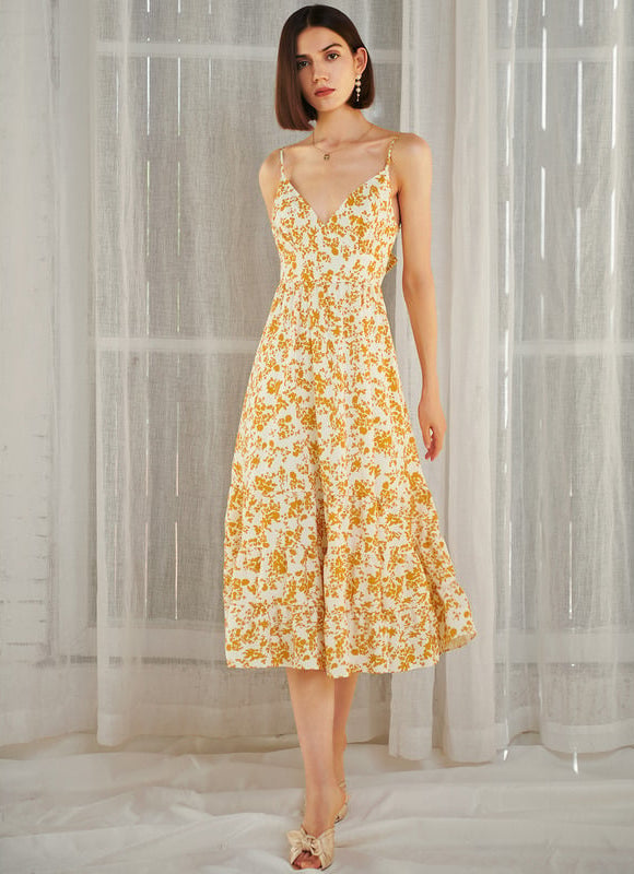 Robe Trapèze Jaune Florale - gallery 2