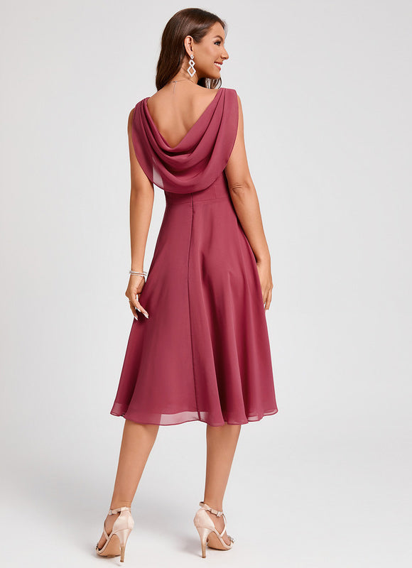 Robe Trapèze Satin Rosé - gallery 1