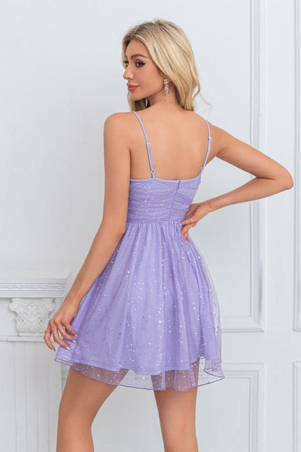 Robe Trapèze Pailletée Lavande - gallery 1