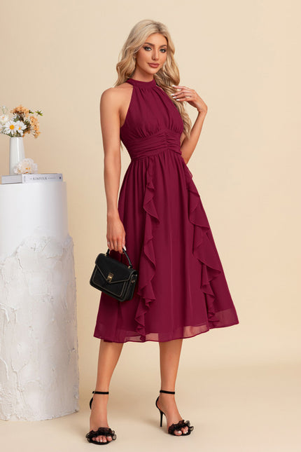Robe Trapèze Cerise Volants - gallery 3