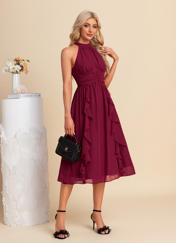 Robe Trapèze Cerise Volants - gallery 3