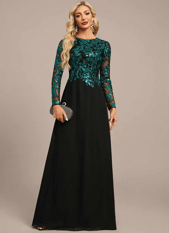 Robe Trapèze Éclat Noir Émeraude - gallery 3