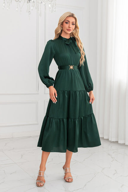 Robe Trapèze Vert Rétro Élégant