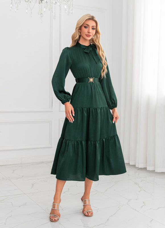 Robe Trapèze Vert Rétro Élégant