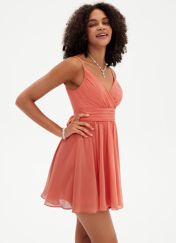Robe Trapèze Corail Éthéré - gallery 5