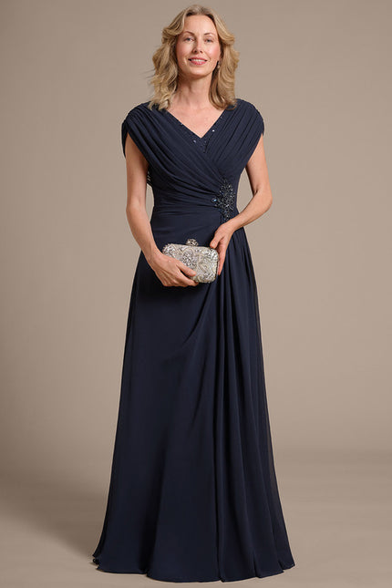 Robe Trapèze Élégance Marine Plissée