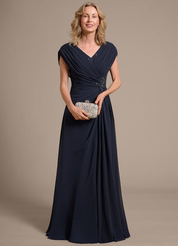 Robe Trapèze Élégance Marine Plissée