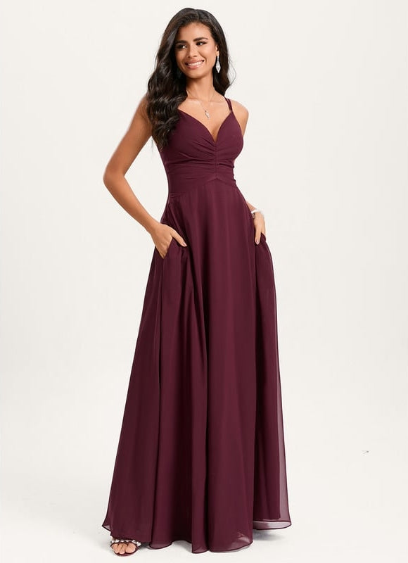 Robe Trapèze Longue Beige Élégante - gallery 2