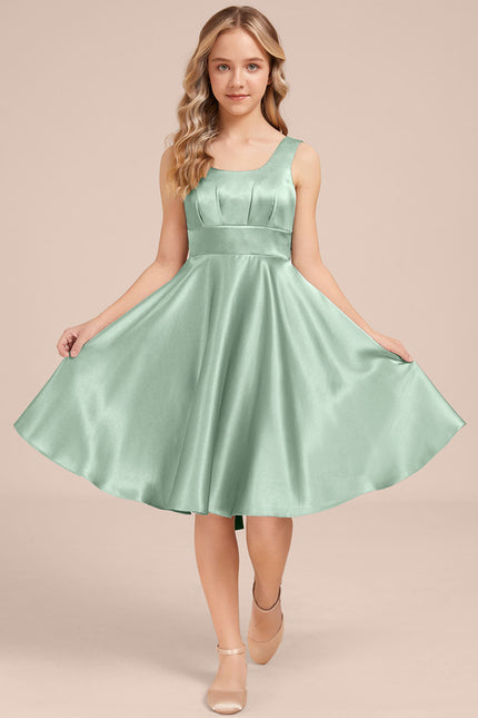 Robe Trapèze Satinée Menthe Douce - gallery 1