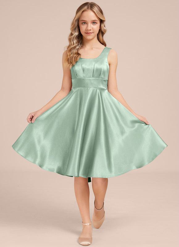 Robe Trapèze Satinée Menthe Douce - gallery 1