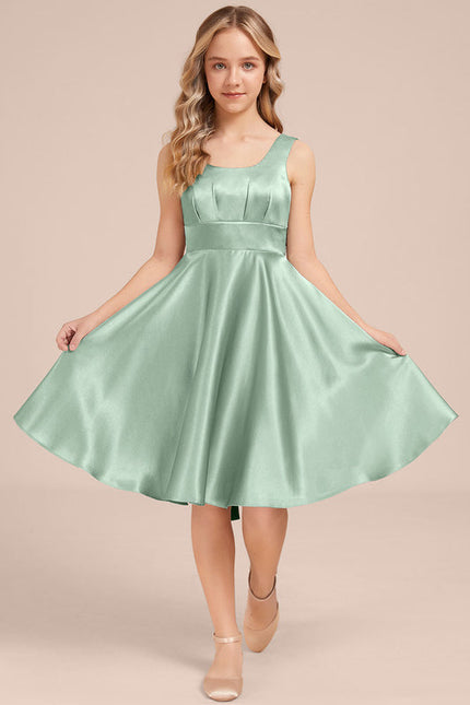 Robe Trapèze Satinée Menthe Douce - gallery 1