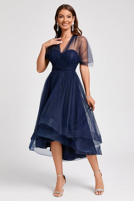 Robe Trapèze Élégance Marine Tulle - gallery 5