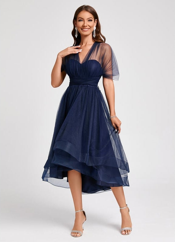 Robe Trapèze Élégance Marine Tulle - gallery 5