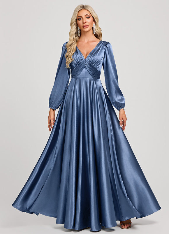 Robe Trapèze Satin Doré Élégante - gallery 3