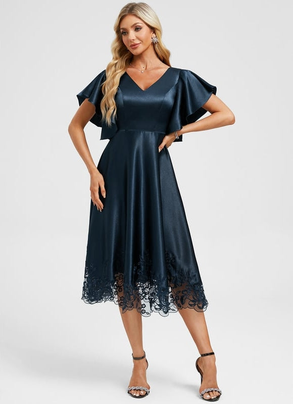 Robe Trapèze Élégante À Dentelle - gallery 2