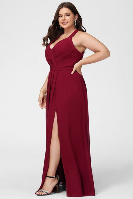 Robe Trapèze Longue Beige Élégante - gallery 6
