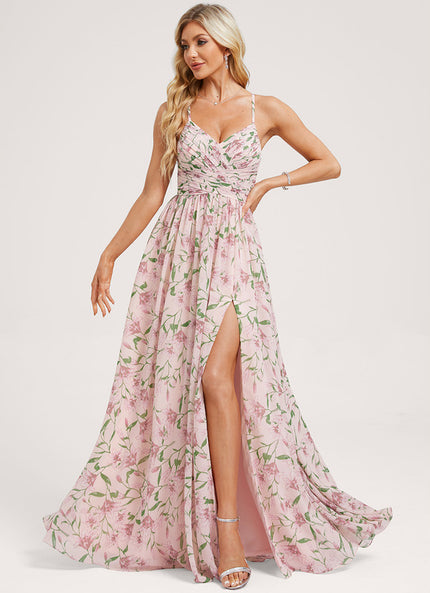 Robe Trapèze Longue Beige Élégante