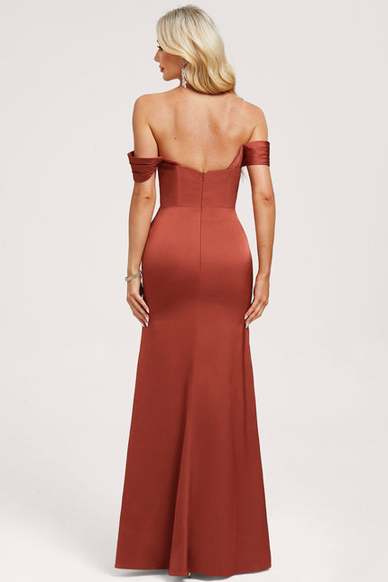 Robe Trapèze Satinée Terre Cuite - gallery 4