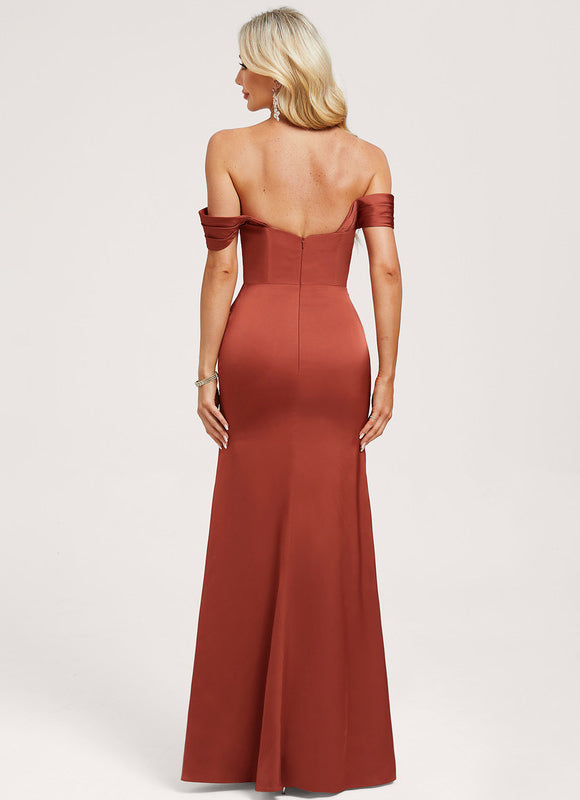 Robe Trapèze Satinée Terre Cuite - gallery 4
