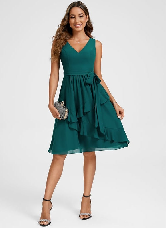 Robe Trapèze Émeraude Volante - gallery 3