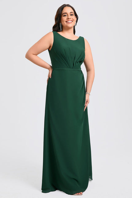 Robe Trapèze Verte Mousseline Longue - gallery 9
