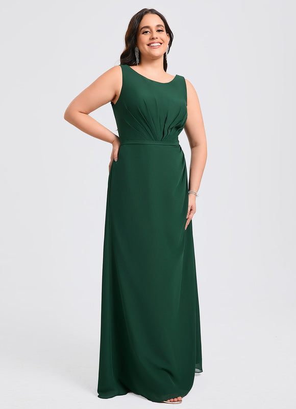 Robe Trapèze Verte Mousseline Longue - gallery 9