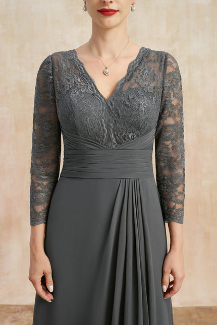 Robe Trapèze Gris Élégance Drapée - gallery 6