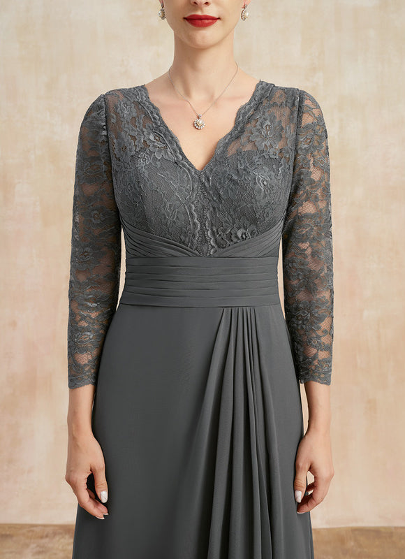Robe Trapèze Gris Élégance Drapée - gallery 6