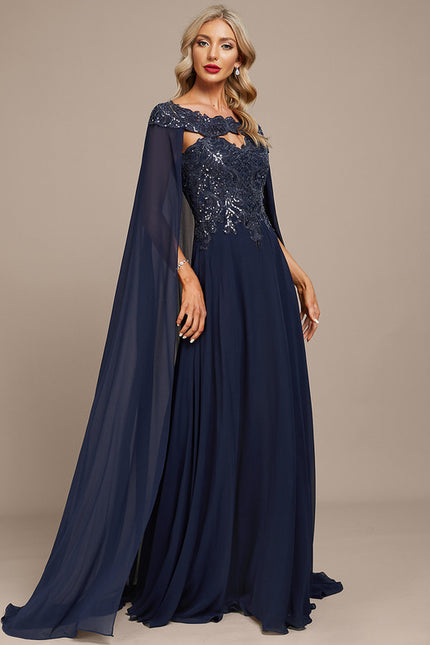 Robe Trapèze Bleue Marine Bal De Soirée - gallery 3