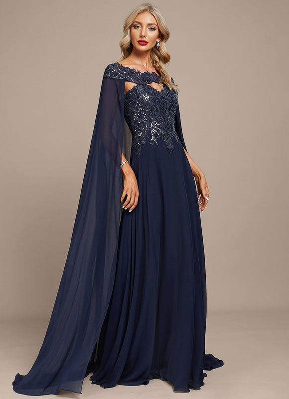 Robe Trapèze Bleue Marine Bal De Soirée - gallery 3