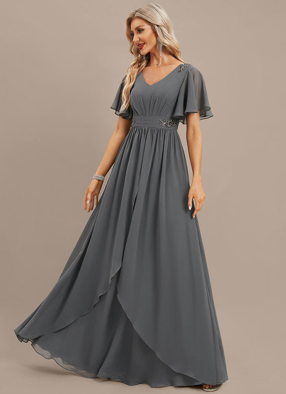 Robe Trapèze Élégance Grise Éthérée - gallery 3