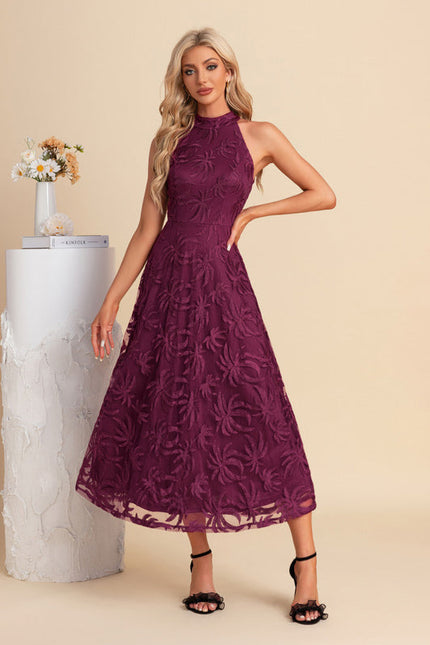 Robe Trapèze Violette Dentelle - gallery 4