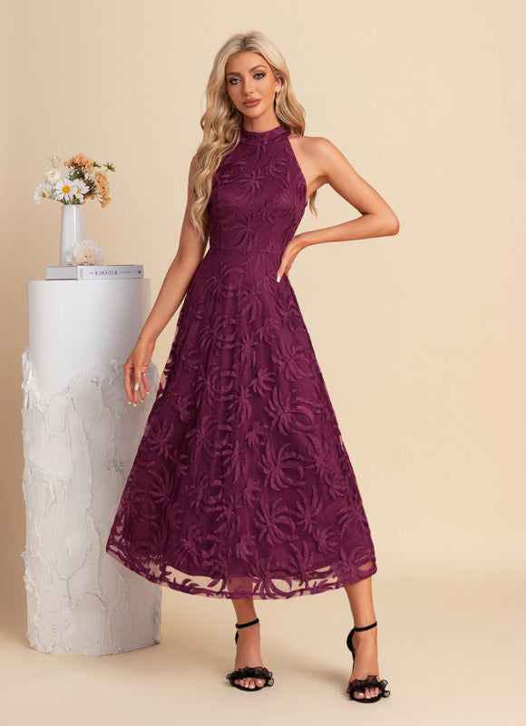 Robe Trapèze Violette Dentelle - gallery 4