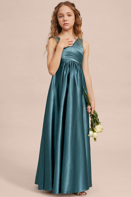 Robe Trapèze Satinée Longue Émeraude - gallery 1