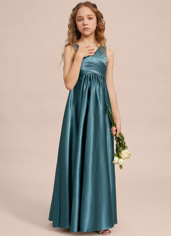 Robe Trapèze Satinée Longue Émeraude - gallery 1