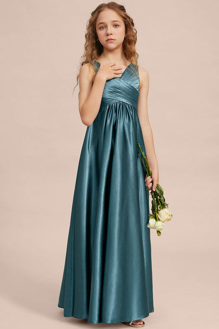 Robe Trapèze Satinée Longue Émeraude - gallery 1