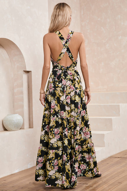 Robe Trapèze Fleurie Éclatante - gallery 2