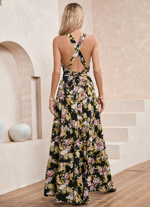 Robe Trapèze Fleurie Éclatante - gallery 2