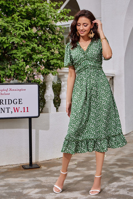 Robe Trapèze Élégance Marine Florale - gallery 2