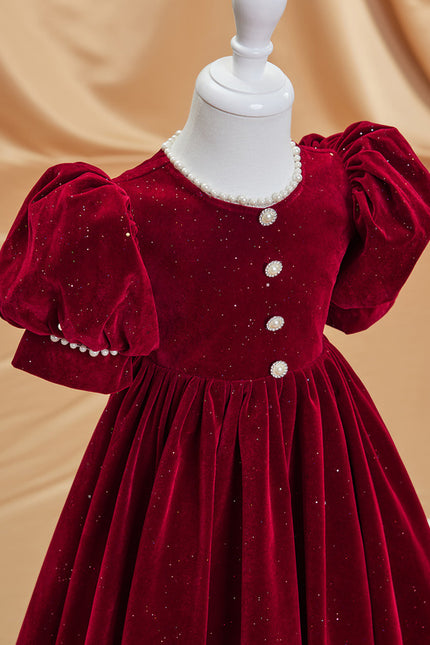 Robe Trapèze Velours Rubis - gallery 6