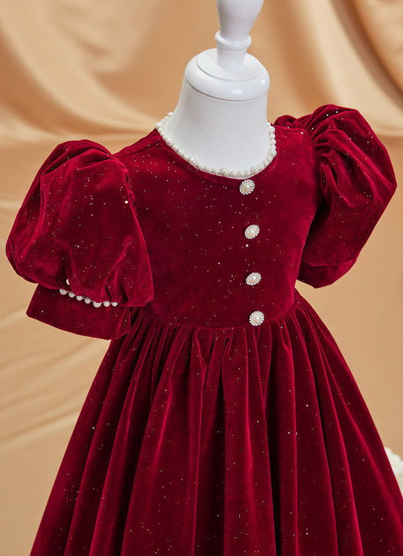 Robe Trapèze Velours Rubis - gallery 6