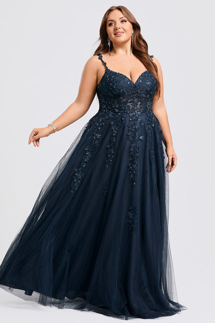 Robe Trapèze Bleu Lumineux Tulle - gallery 7